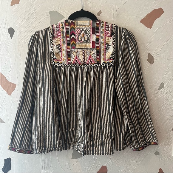 Zara Embroidered Boho Tie Front Open Cardigan size M - Picture 11 of 12